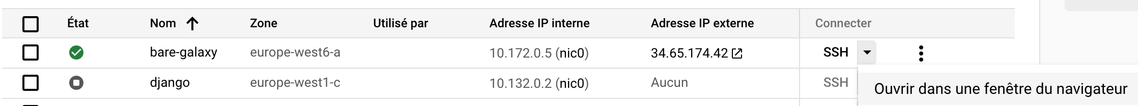 Select ssh session in browser